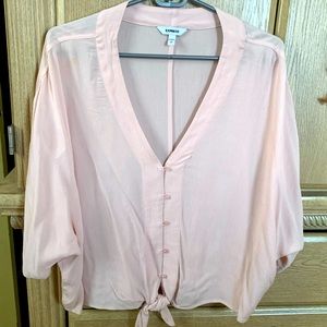 Womens Express Rayon pink flowy blouse-Small